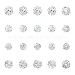 Pave bolas de discoteca, Abalorios de Diamante de imitación de arcilla polímero, redondo, crystal ab, 10mm, agujero: 1.5 mm, 8mm, agujero: 1 mm, 100 unidades / caja