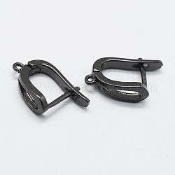 Латунные серьги-кольца с застежкой сзади, металлический черный, 20x13x5 мм, отверстие : 1 мм, штифты : 1 мм