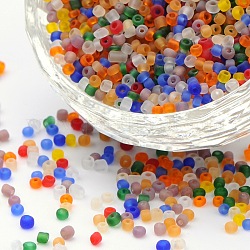 Glass Seed Beads, Frosted Colors, Round, Mixed Color, 2mm