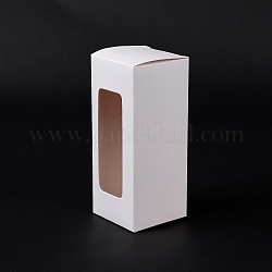 Подарочная коробка из картона, с визуальным окном из ПВХ, для пирога, печенье, хранение вкусностей, прямоугольные, белые, 5x5x12 см