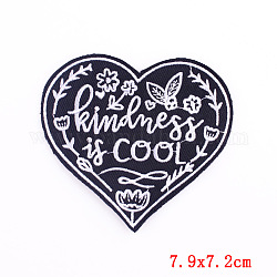 Компьютеризированная вышивка тканью утюжок на / шить на заплатках, аксессуары для костюма, сердце со словом, чёрные, 72x79 мм