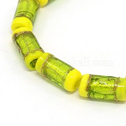 Handmade Gold Sand Lampwork Column Beads Strands, Yellow, 16x8mm, Hole: 1mm, about 20pcs/strand, 13.77 inch
