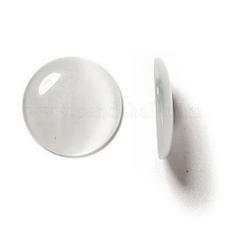 Ojo de gato cabujones de cristal, medio redondo / cúpula, blanco, aproximamente 16 mm de diámetro, 3 mm de espesor