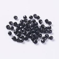 Noires à facettes rondes acrylique séparateurs perles, taille: environ 6 mm de diamètre, Trou: 2mm