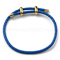Pulseras de cordón trenzado de cuero, pulsera ajustable, azul, diámetro interior: 5/8~2-7/8 pulgada (1.5~7.3 cm)