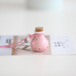 Collier pendentif bouteille de parfum en céramique avec cordon en nylon tressé, Collier flacon d'huile essentielle pour femme, rose, 17.72~29.53 pouce (45~75 cm)