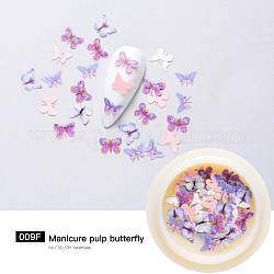 Cabochons en papier, décorations d'art d'ongle, papillon réaliste, moyen orchidée, 4~8x5~10x0.1mm, environ 50 pcs / boîte