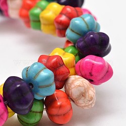 Dyed Synthetic Turquoise Bead Strands, Pumpkin, Colorful, 12x8mm, Hole: 1mm, about 868pcs/1000g