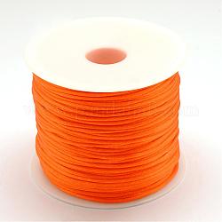 Fil de nylon, corde de satin de rattail, orange foncé, 1.0mm, environ 76.55 yards (70 m)/rouleau