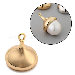 Chevilles en laiton, bélières à gobelet pour perles à moitié percées, or, 11x10mm, Trou: 0.9mm, pin: 1 mm