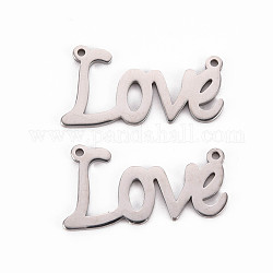 304 Stainless Steel Link Connectors, Laser Cut, Word Love, Stainless Steel Color, 13x24.5x1mm, Hole: 1.2mm