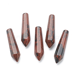 Natural Mahogany Obsidian Pointed Beads, Healing Stones, Reiki Energy Balancing Meditation Therapy Wand, Bullet, Undrilled/No Hole Beads, Faceted, for Wire Wrapped Pendants Making, 29~33x7.5~8.5mm