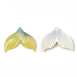Transparent UV Printed Acrylic  Pendants, with Spray Paint Bottom, Whale Tail Shape, Yellow, 24.5x29.5x4mm, Hole: 1.4mm