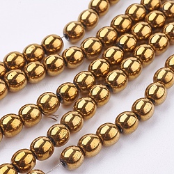 Non magnetici perle ematite sintetico fili, grado a, tondo, oro placcato, 6mm, Foro: 1.5~2 mm, circa 65~70pcs/filo
