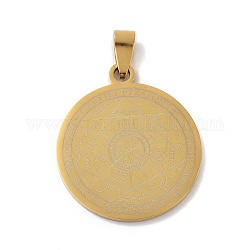 Титановые стальные подвески, плоский круг с печатями семи архангелов, золотые, 42 мм, отверстие : 7.6x3 мм