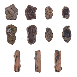 Superfindings 1 ensemble de décorations d'affichage en bûches de bois imitation résine, avec 8 pièces 4 décorations d'affichage en résine imitation rock, brun coco, 48~111x22~52x21~37mm