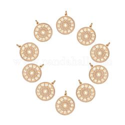 Danlingjewelry 201 pendentifs en acier inoxydable, plat rond avec constellation, or, 22.5x19.5x1mm, Trou: 3mm