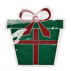 Sacs en plastique à fermeture éclair, sacs d'emballage en forme de boîte cadeau de Noël, pochettes supérieures auto-scellantes, verte, 15.1x15.1 cm, épaisseur unilatérale : 0.03 cm