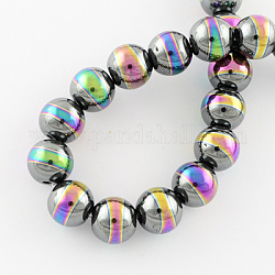 Non-magnetic Synthetic Hematite Beads Strands, Grade A, Round Beads for Jewelry Making, Multi-color Plated, 10mm, Hole: 2mm, 40pcs/strand
