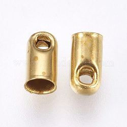 Brass Cord Ends, Unplated, Nickel Free, Size: about 3mm wide, 6mm long, hole: 2mm.