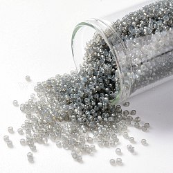 Toho perles de rocaille rondes, Perles de rocaille japonais, (1150) gris translucide, 15/0, 1.5mm, Trou: 0.7mm, à propos 3000pcs / bouteille, 10 g / bouteille