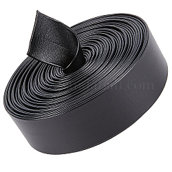 Imitation cordon plat en cuir, Accessoires de vêtement, noir, 25x1mm, environ 5.47 yards (5m)/paquet
