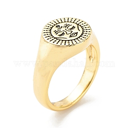 Латунный перстень для женщин, золотые, лицо шаблон, 3.5~12.5 мм, размер США 6 1/4 (16.7 мм)