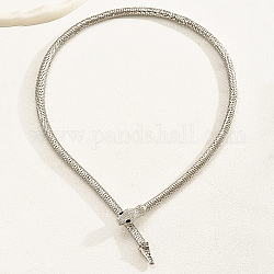 Ожерелье из железной змеиной цепи, колье с двойной петлей и магнитными застежками, платина, 39.37 дюйм (100 см)