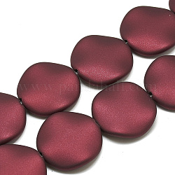 Rubberized Style Acrylic Beads, Wavy Spacers, Flat Round, Dark Red, 30x6.5mm, Hole: 2mm