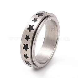 Кольцо с вращающейся звездой из черной эмали, 201 кольцо из нержавеющей стали для снятия стресса, цвет нержавеющей стали, внутренний диаметр: 17 мм