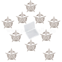Gorgecraft Messingbrosche, Stern, Platin Farbe, 14.5x15x9.5 mm, 10 Sätze / Box
