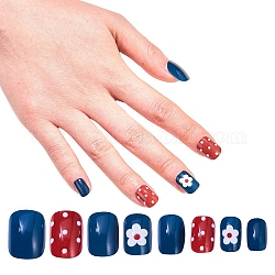Ensembles de nail art, avec 24pcs ongles en plastique, 24pcs colle à ongles gelée double face, colorées, 14.5~23x7~14mm, environ 24 pcs / ensemble