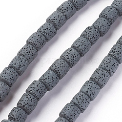 Fili di perle di roccia lavica naturale, tinto, colonna, grigio, 8~8.5x8~8.5mm, Foro: 2 mm, circa 46 pcs/filo, 15.35 pollice (39 cm)