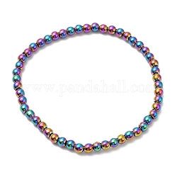 Bracelets extensibles en perles rondes en hématite synthétique non magnétique, colorées, diamètre intérieur: 2-5/8 pouce (6.56 cm), perles: 4.3 mm