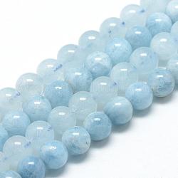 Chapelets de perles en aigue-marine naturelle, ronde, 6~7mm, Trou: 1mm, Environ 58~67 pcs/chapelet, 15.7 pouce