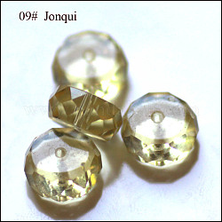Abalorios de cristal austriaco de imitación, aaa grado, facetados, plano y redondo, caqui claro, 8x3.5mm, agujero: 0.9~1 mm