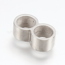 304 Edelstahl-Multi-Strang-Verbinder, für die Herstellung von Lederbändern, Platin Farbe, 11x6x3.5 mm, Bohrung: 4 mm
