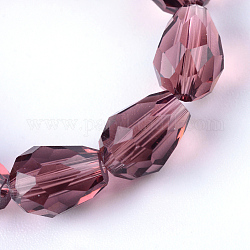 Chapelets de perles en verre transparent, larme à facettes, vieille rose, 8x6mm, Trou: 1mm, Environ 65 pcs/chapelet, 17.99 pouce (45.7 cm)