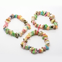 Pulseras estiradas de concha espiral natural teñidas, colorido, 55mm