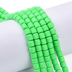 Polymer-Ton bead Stränge, Kolumne, mittleres Frühlingsgrün, 5~7x6 mm, Bohrung: 1.5~2 mm, ca. 61~69 Stk. / Strang, 15.74 Zoll