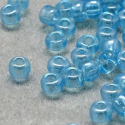 12/0 grade a perles de rocaille en verre rondes, couleurs transparentes lustered, bleu ciel, 12/0, 2x1.5mm, Trou: 0.3mm