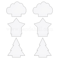 Ahandmaker 6pcs árbol de navidad y estrella y tablero de acrílico de la nube, placa de soporte de lámpara de acrílico, Claro, 2 piezas / style