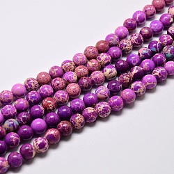 Fili di perle di diaspro imperiale naturale, tondo, tinto, blu viola, 4mm, Foro: 1 mm, circa 90pcs/filo, 15.2 pollice
