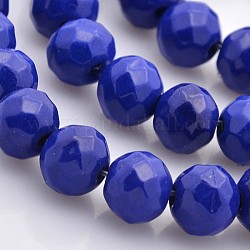 Imitation Lapis Lazuli Dyed Synthetic Turquoise Faceted Round Beads Strands, Blue, 8mm, Hole: 1mm, about 50pcs/strand, 15.7inch