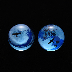 Perles de résine époxy transparente, avec des mouettes doubles en plastique à l'intérieur, pas de trous / non percés, ronde, bleu royal, 20mm