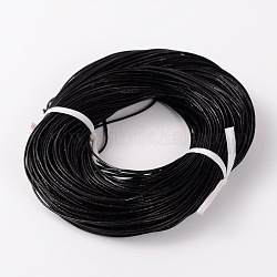 Cordón de cuero de vaca, cable de la joya de cuero, negro, aproximamente 1.5 mm de espesor