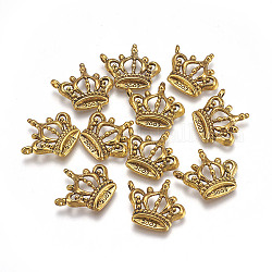 Stile tibetano ciondoli lega metallica corona, oro antico,  piombo & cadmio & nichel libero, 22x19.5x4mm, Foro: 2 mm