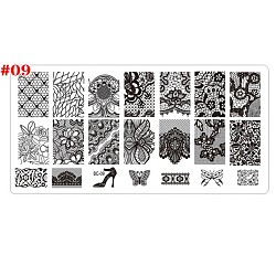 Stainless Steel Nail Stamping Plates, Nail Stamper Nail Art Plates Floral Leaf Butterfly, for Template Image Manicure Stencils Tools, Stainless Steel Color, 12.5x6.5cm