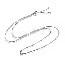 Adjustable 304 Stainless Steel Slider Necklaces, with Snake Chains and Slider Stopper Beads, Stainless Steel Color, 28.3 inch~28.5 inch(71.9~72.3cm)