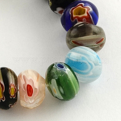 Rondelle Handmade Millefiori Glass Beads Strands, Mixed Color, 10x6mm, Hole: 1.5mm, about 54pcs/strand, 14.9inch
